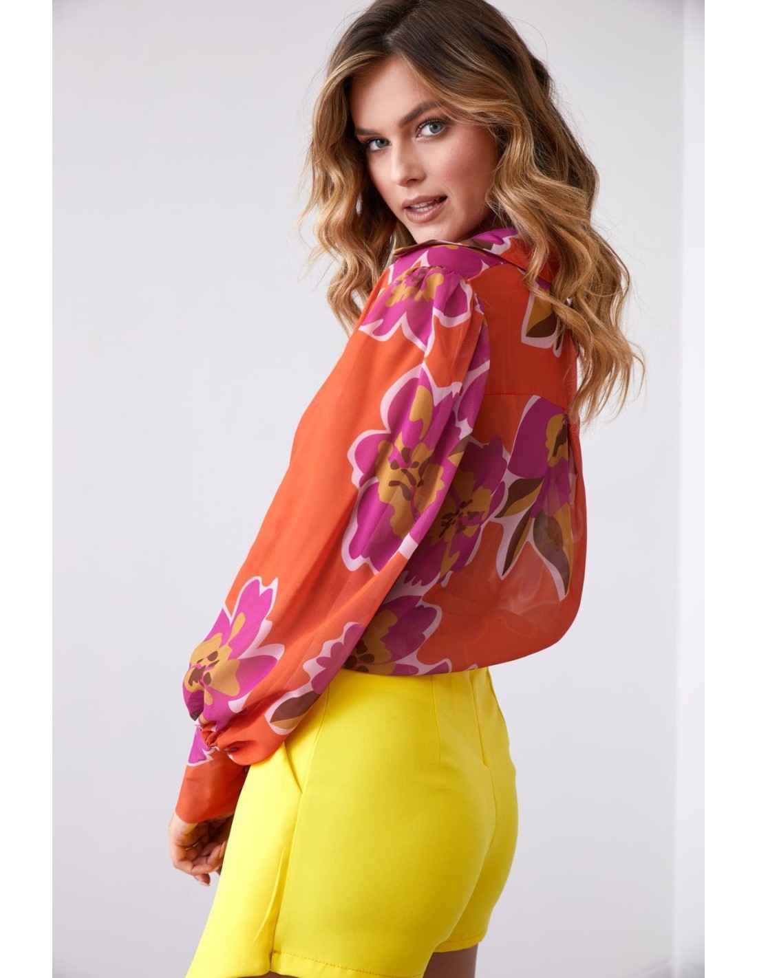 Elegant wrap skirt and shorts, yellow 16228 - Online store - Boutique